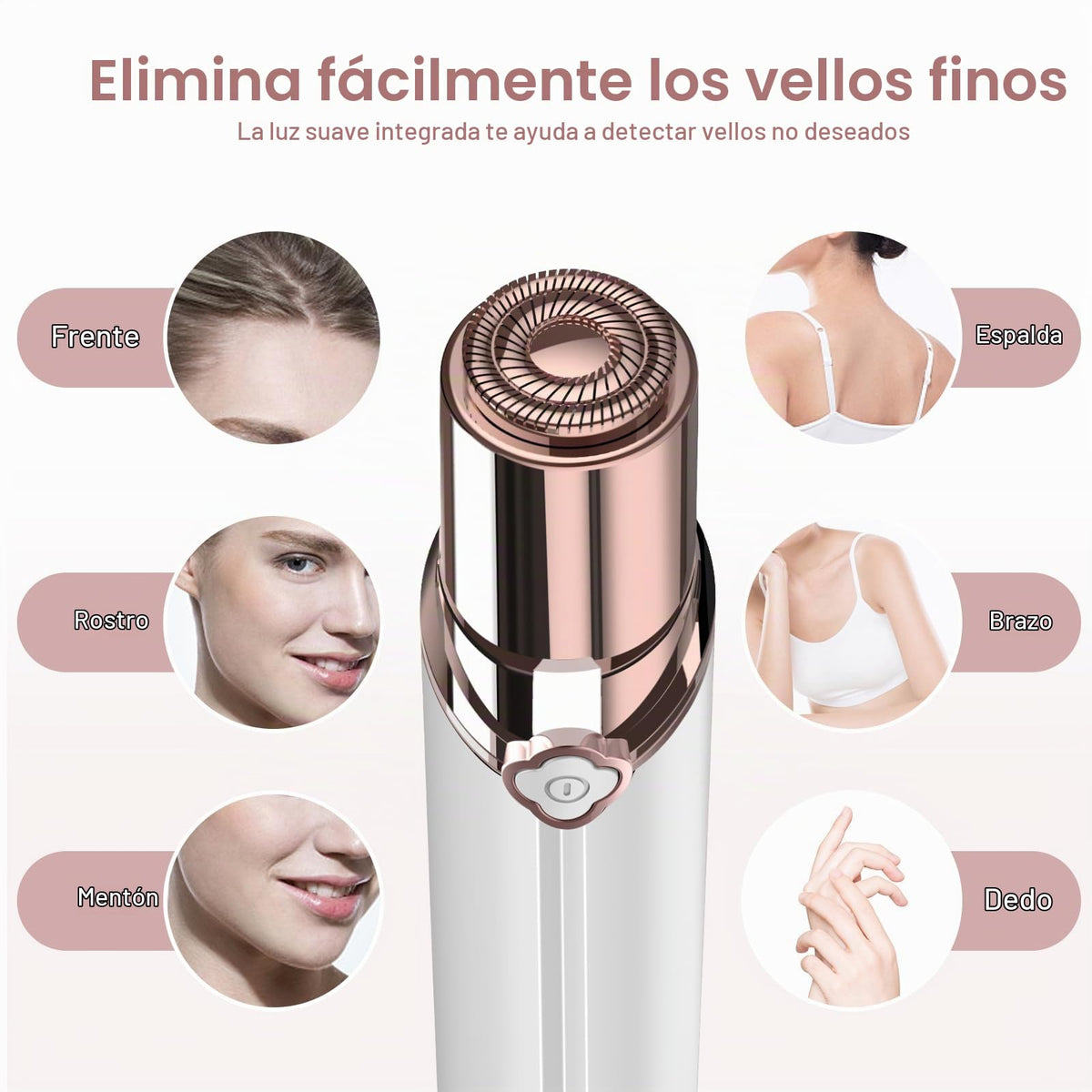 Removedor de vello facial para mujer, dispositivo de depilación recargable, depiladora para mujer, para cara, incluye 2 cabezales de repuesto, afeitadoras indoloras, para labios, bigote, barbilla