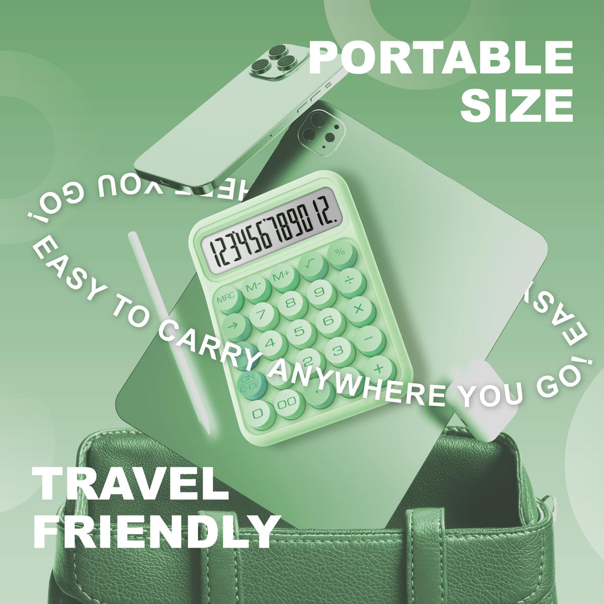 Calculadora CATIGA Verde con Interruptor Mecánico y LCD Grande de 12 Dígitos