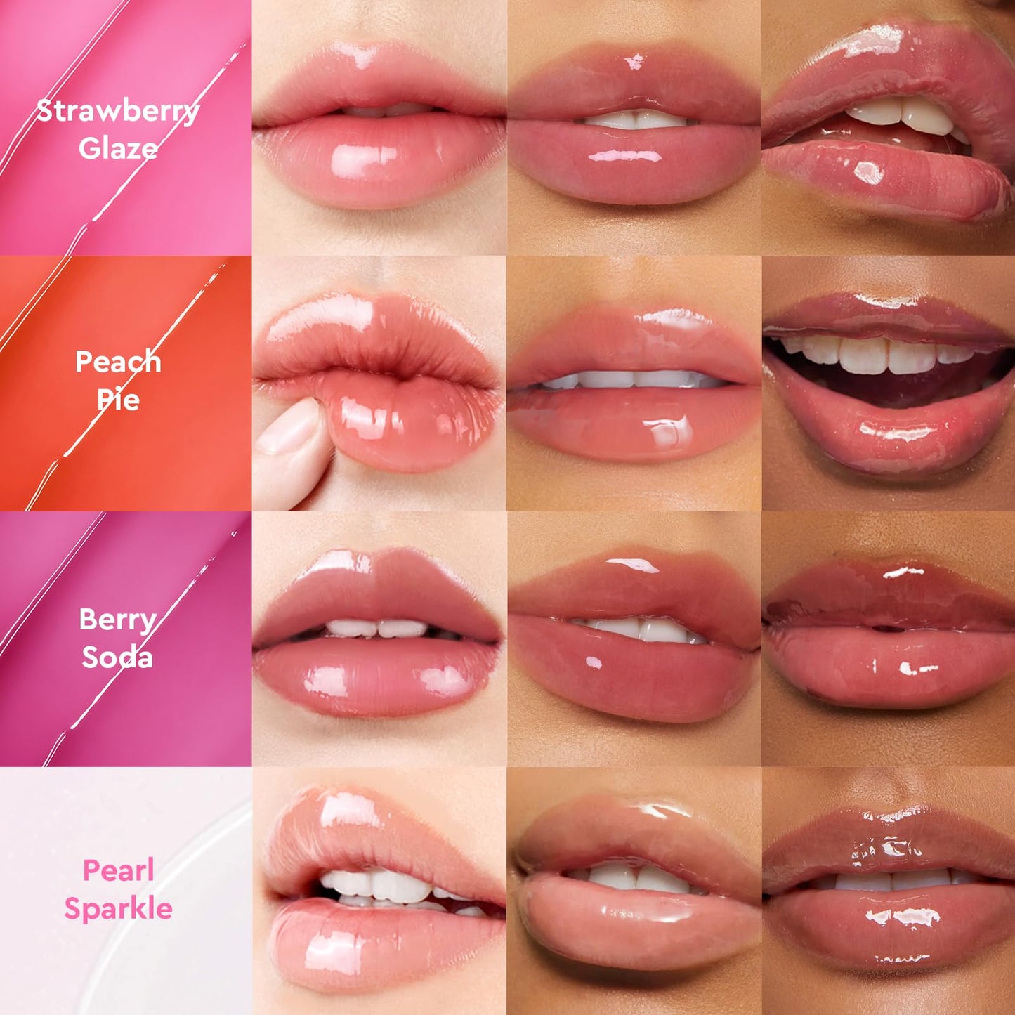 Glad2Glow sérum labial 3 en 1 con efecto iluminador, bálsamo labial con color con VC-IP y Vitamin E, brillo ligero no pegajoso con charm a juego (01 Strawberry Pink)