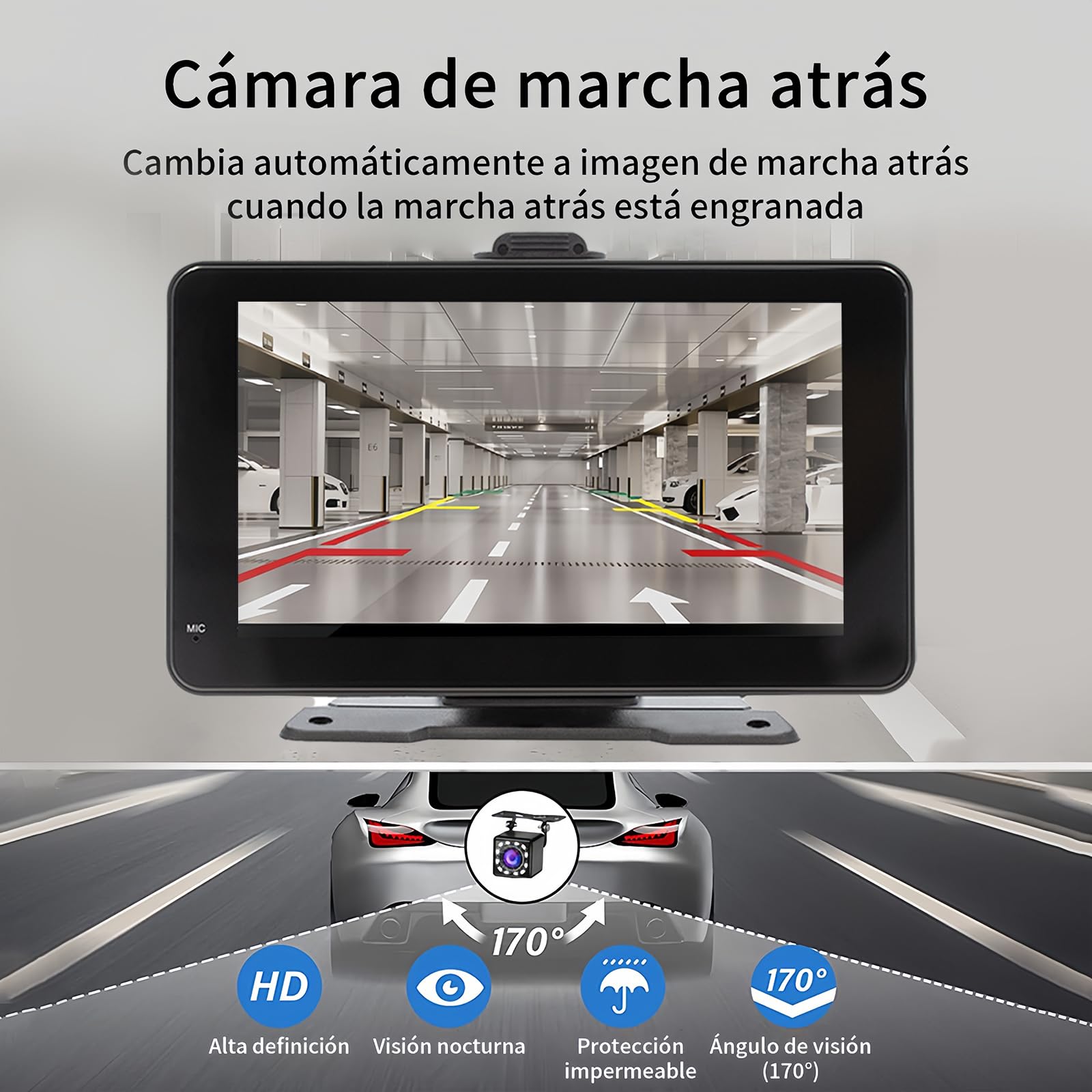 FINYQBET Autoestéreo para Carro con Pantalla Táctil de 7 Pulgadas, Compatible con Apple CarPlay y Android Auto, Bluetooth 5.0, Radio Am/FM, Soporte para Cámara de Respaldo y Grabación de Video