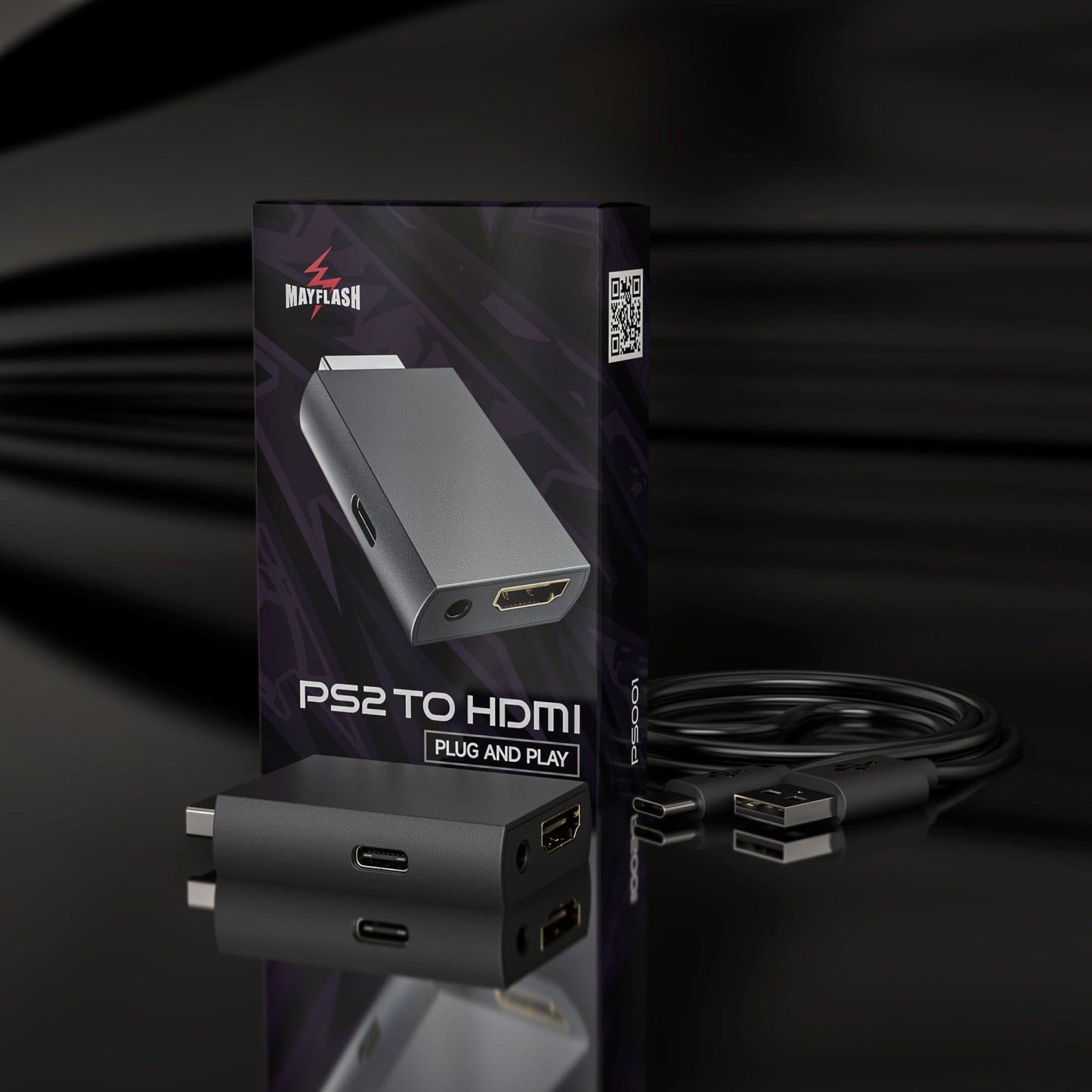 May Flash Adaptador convertidor PS2 a HDMI, convertidor de vídeo con Salida de Audio de 3,5 mm para TV HD y Monitor HDMI, Compatible con Todos los Modos de visualización PS2