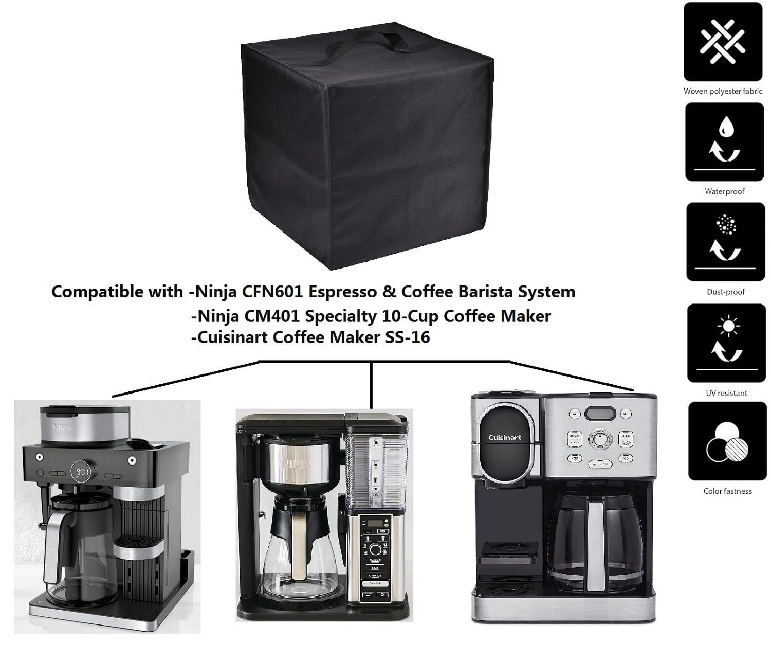 AF-WAN - Cubierta para cafetera antipolvo, impermeable, resistente a los rayos UV, compatible con Ninja CFN601 Espresso & Coffee Barista System/Ninja CM401 Cafetera para cafetera Cuisinart SS-16