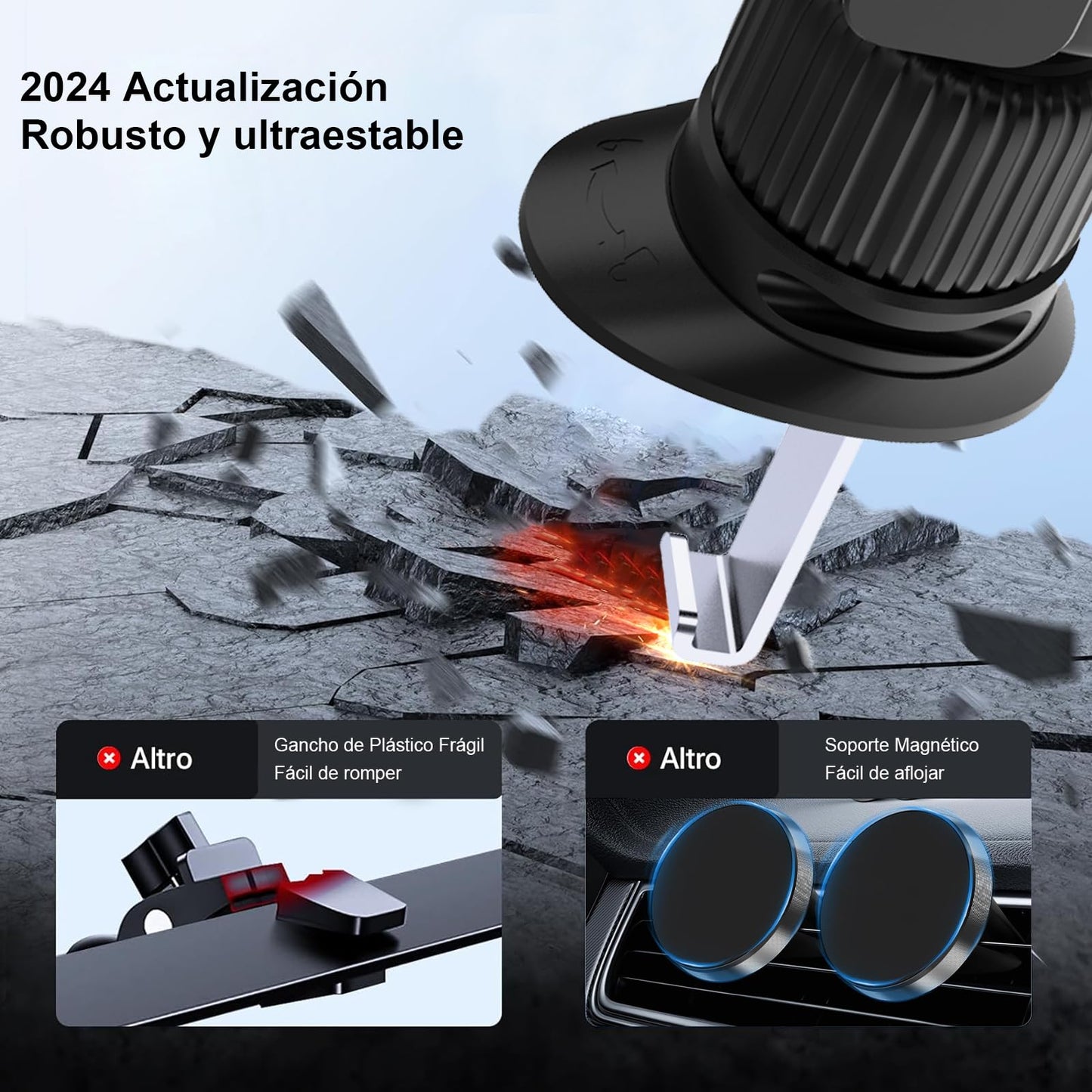 Keakitay Soporte para Celular Automóvil, Porta Celular para Auto con Gancho Metálico, Rotación 360º, Soporte Celular Auto para ventilas del Carro, Universal Todos los Celular de 4.0''-7.2'', Negro