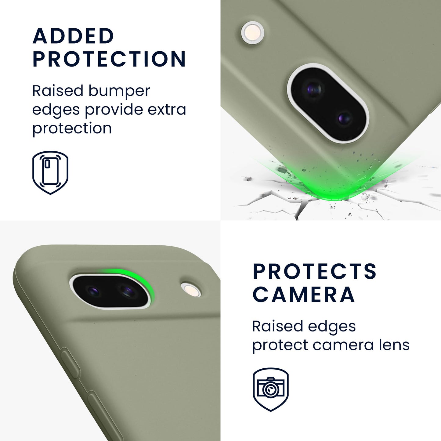 kwmobile Carcasa Compatible con Google Pixel 8a Funda - Case TPU y Silicona antigolpes - Apto Carga inalámbrica - Gris Verdoso