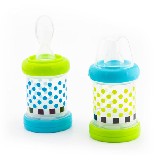 Sassy Baby Food Nurser - Juego de 4 meses de 56 a 4 oz 100% silicona pezón y cuchara sin BPA