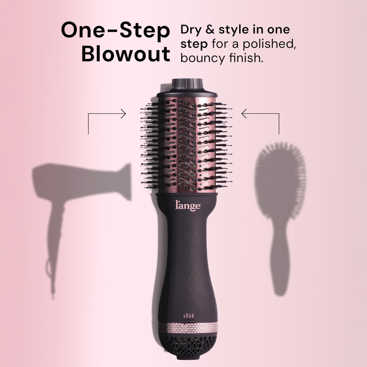 Cepillo Secador de Titanio L'ANGE HAIR Negro 2 en 1 para Cabello Suave y sin Frizz