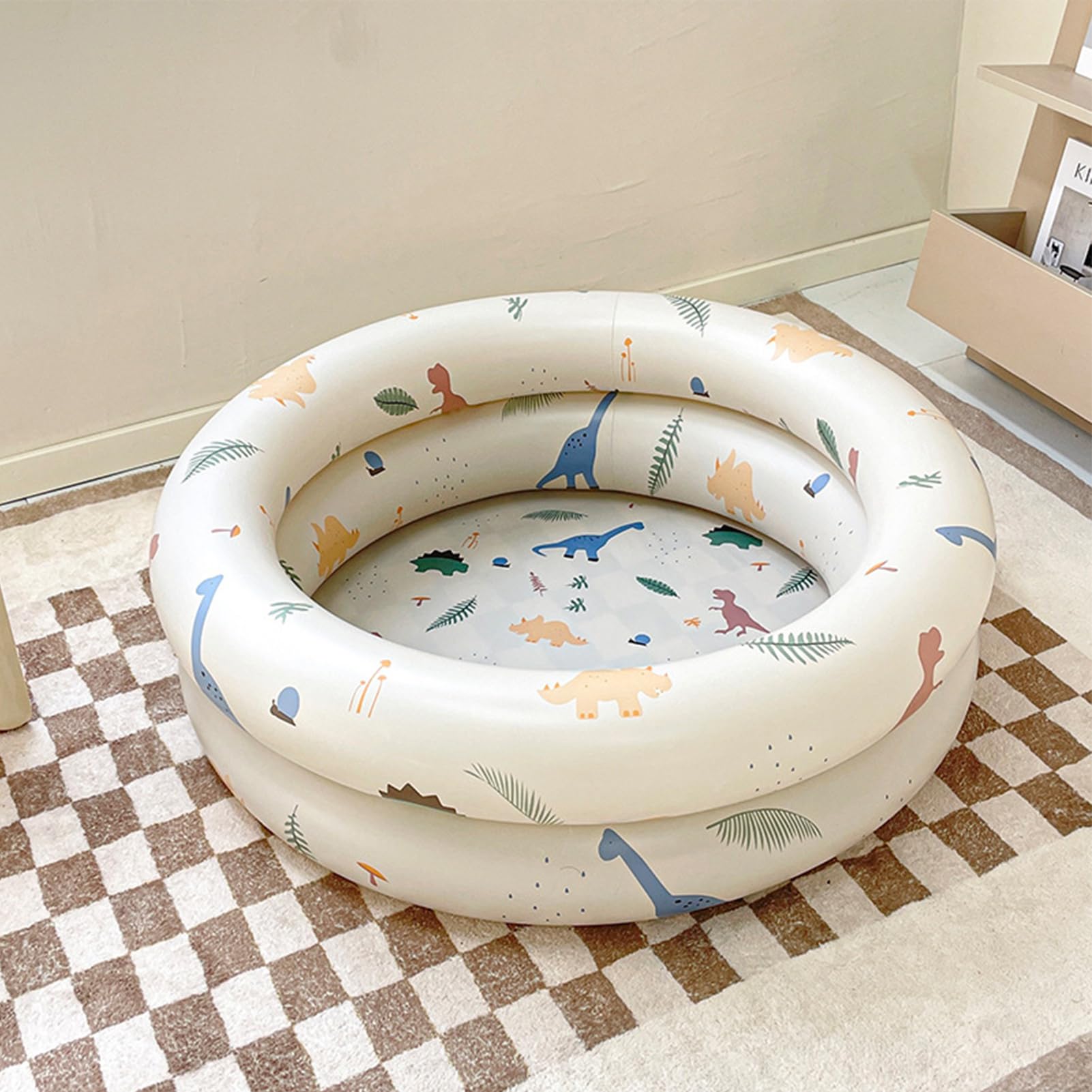 Piscina Inflable Familiar Retro Beige con Diseño Engrosado que Ahorra Espacio para Interiores y Exteriores