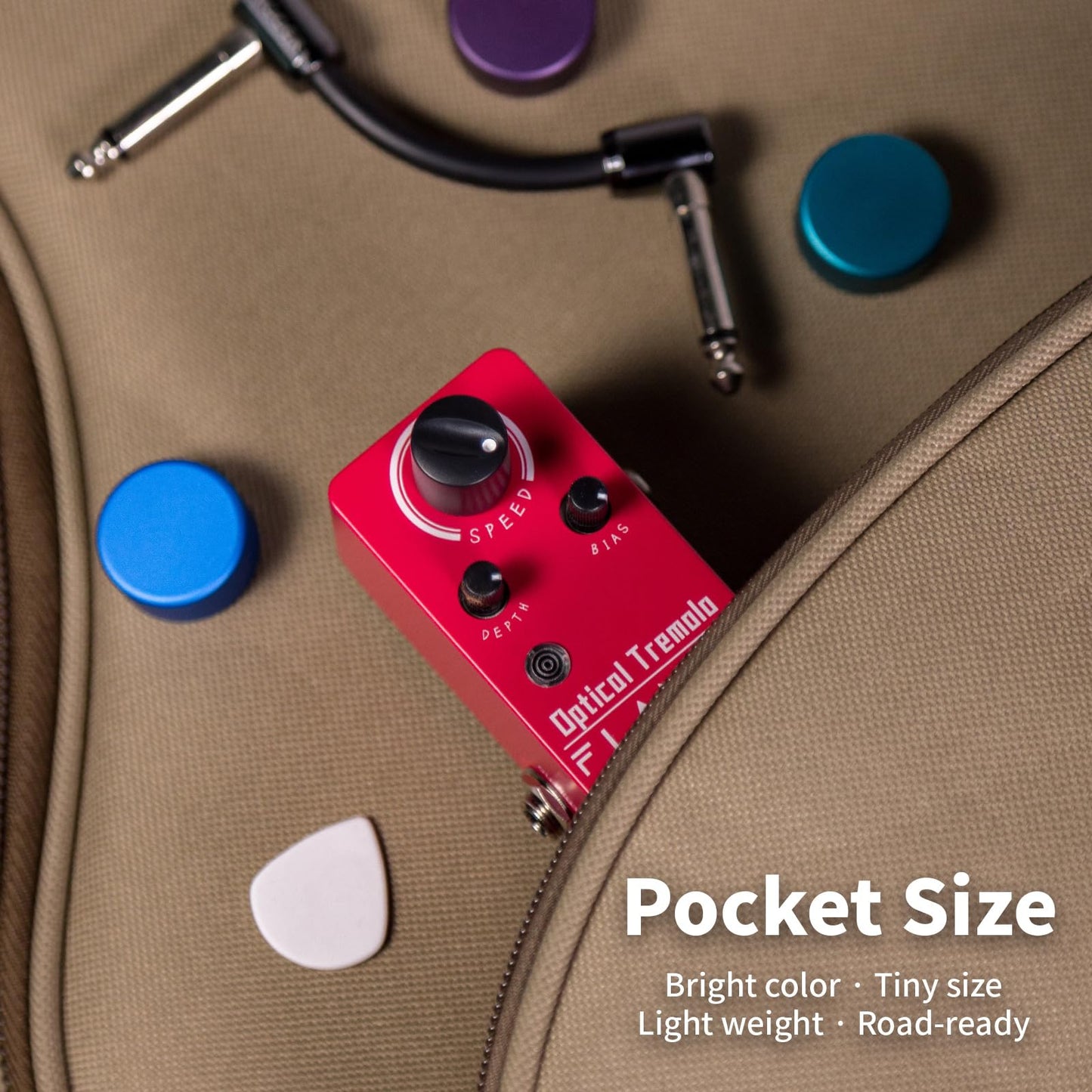 Pedal de Efectos de Guitarra Flamma Trémolo Óptico Mini True Bypass Portátil