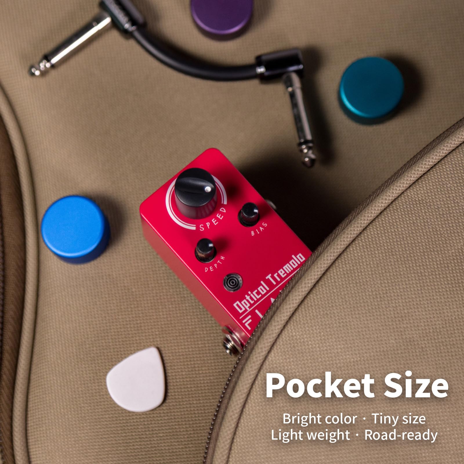 Pedal de Efectos de Guitarra Flamma Trémolo Óptico Mini True Bypass Portátil