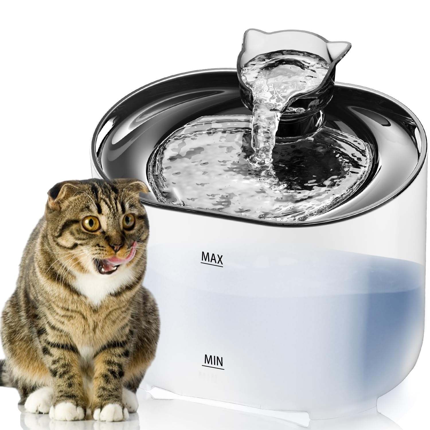 Bebedero con Luz LED MXCOCO Transparente Sin BPA para Mascotas