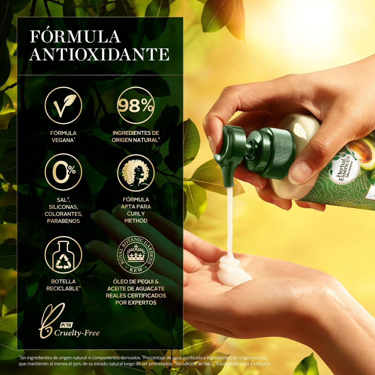 HERBAL ESSENCES Bio:Renew, Crema para peinar rizos y cabello ondulado Nutre e Hidrata Pequi & Aguacate 300 ml