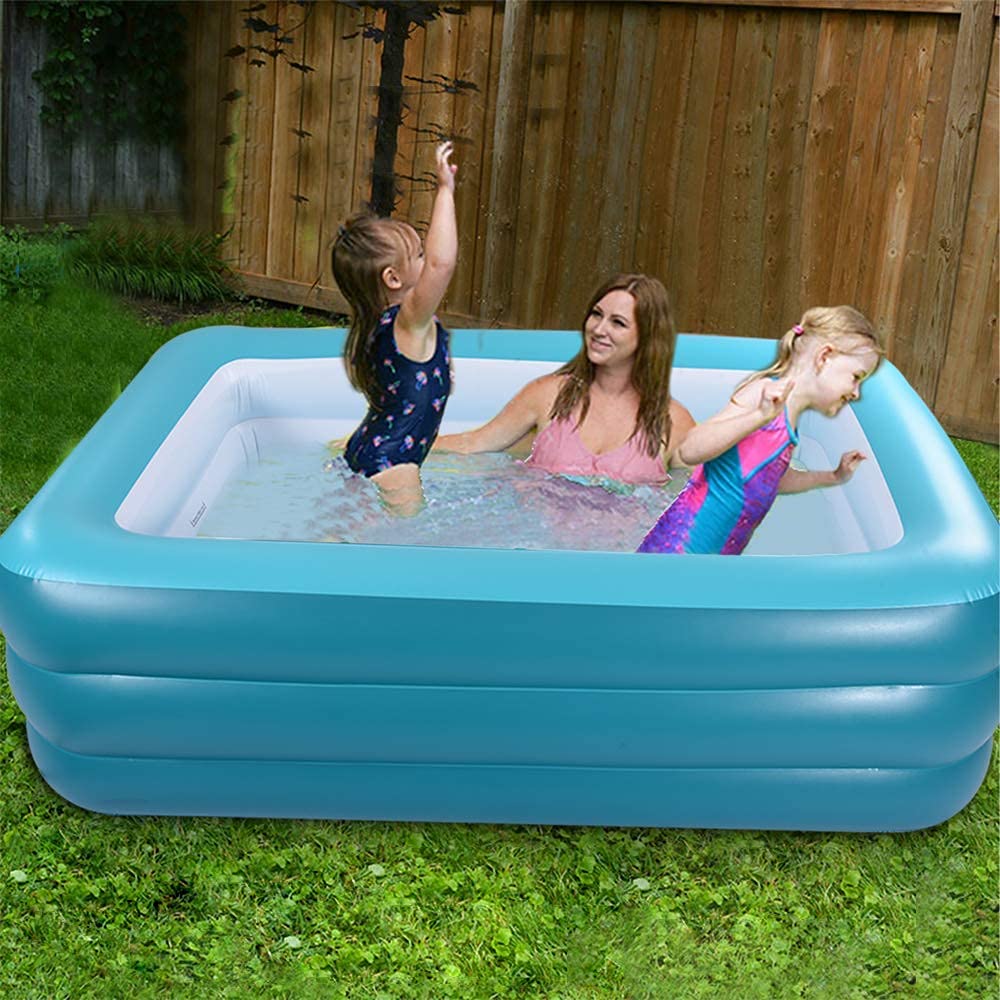 Piscina Inflable Familiar Verde con Piso Suave para Patio o Interior