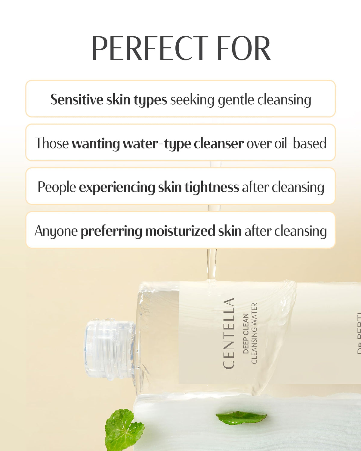 Dr.pepti Agua Limpiadora Profunda Centella - Limpiador Facial Desmaquillante Micelar Coreano - Equilibra el Ph, Hidratante, Suave para Pieles Sensibles y Secas, Amino?cidos de Manzana, P?ptidos, 13,5