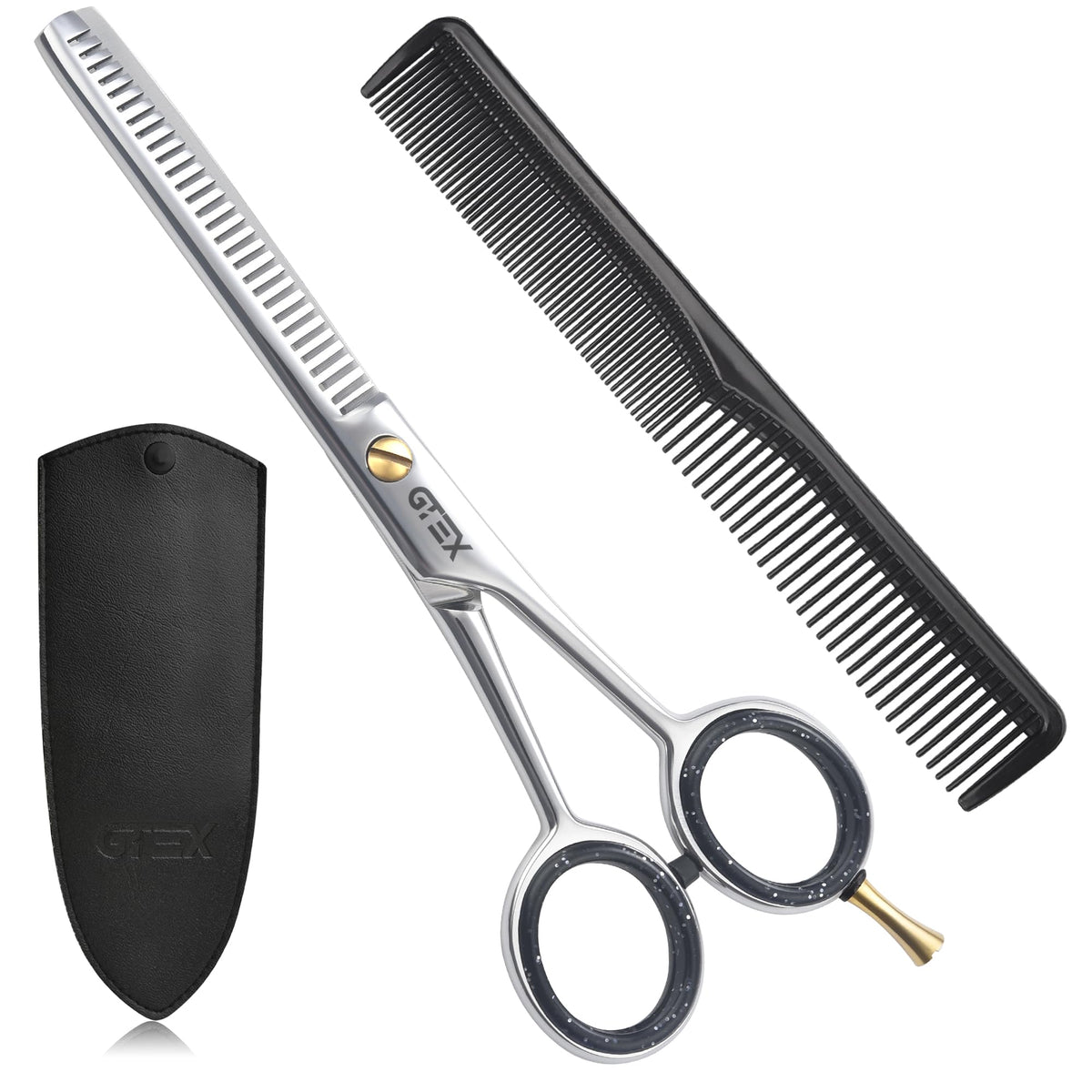 GTEX Tijeras de adelgazamiento para peluquería, tijeras profesionales para adelgazar el cabello, tijeras de corte de pelo de 6,5 pulgadas, tijeras de adelgazamiento para el cabello para hombres