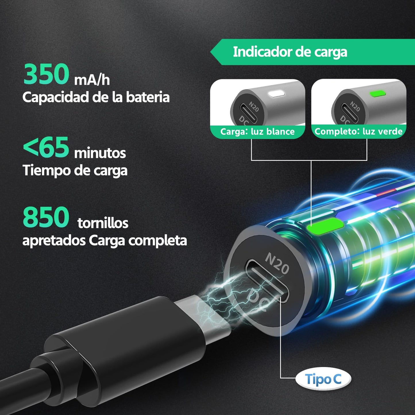 Destornillador Electrico, 57en1 Destornillador Eléctrico de Precisión con Luz LED, Atornillador Magnético Recargable, Adecuado para Reparar Gafas, Televisores, Computadoras, Teléfonos Móviles, Cámaras