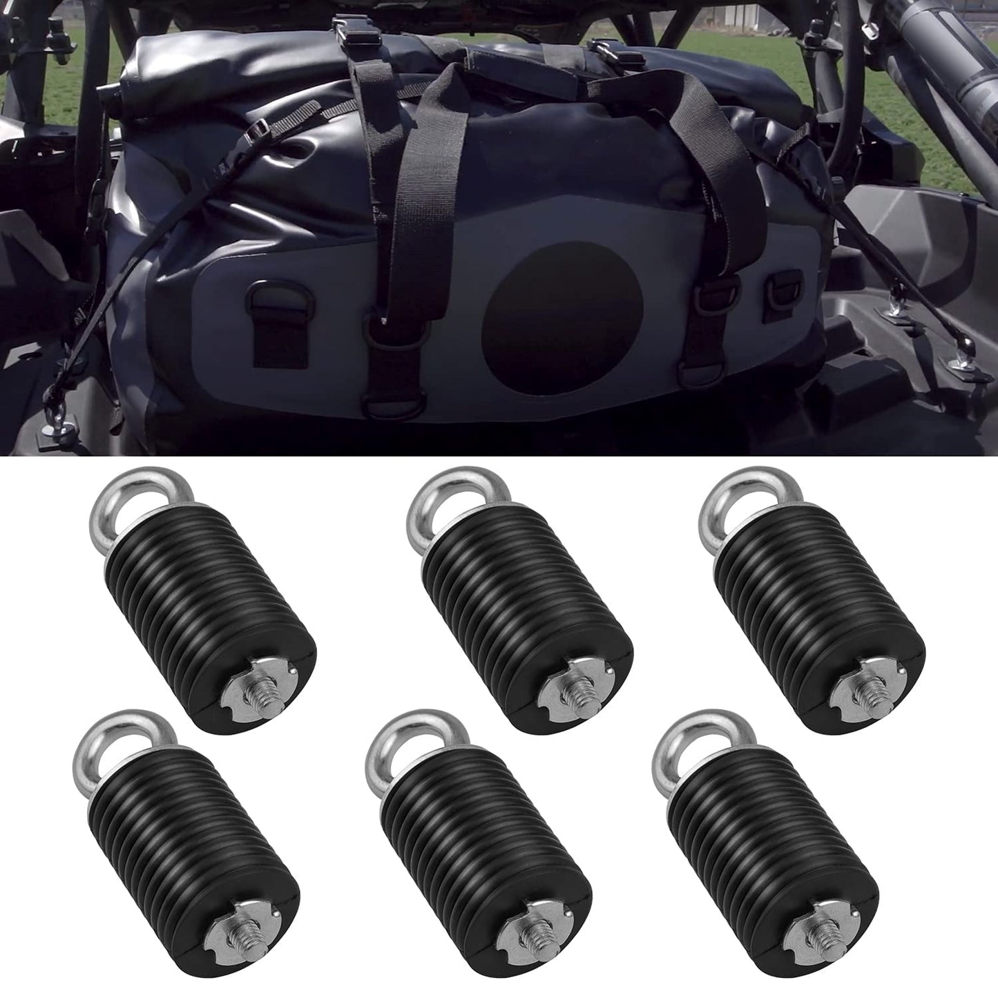 UTV - Anclajes de amarre para cama, color negro, compatibles con Polaris Ranger/General 500 700 800 900 1000 (hasta 2021), 5 cm de largo, juego de 6 anclajes