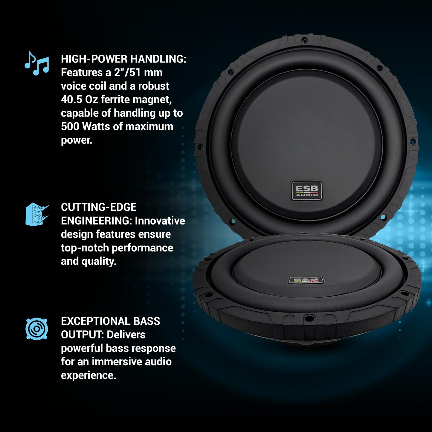 ESB Audio 10"/250 mm DVC 2+2 ohm Subwoofer