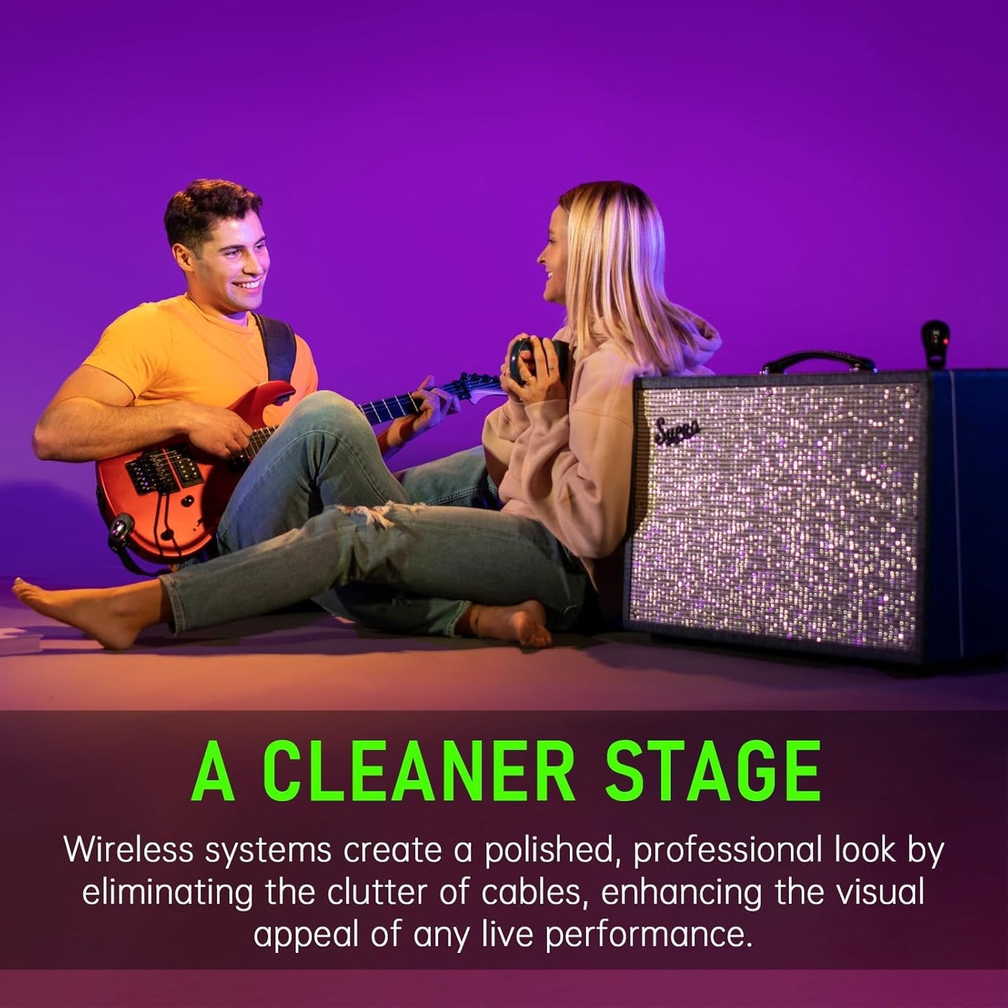 Xvive U2 Sistema de guitarra inalámbrico 3 tonos Sunburst 2.4 GHz Transmisor y receptor para guitarra eléctrica bajo teclado violín