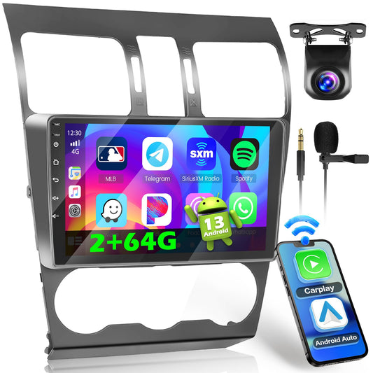 Inefala [2G+64G] Android 15 estéreo de coche para Subaru Forester 2013 2014 2015 2016 2017 con inalámbrico Carplay/Android Auto, visualización táctil HD de 9 pulgadas para Forester con WiFi GPS