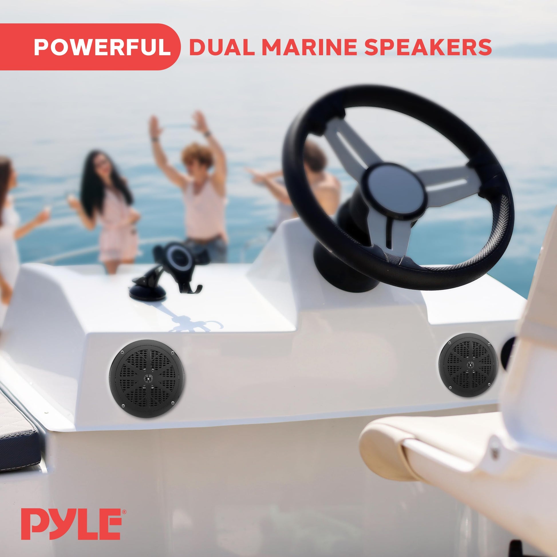 Bocinas Marinas Pyle Negro 6.5 Pulgadas Resistente al Agua 120 Watts Sistema Estéreo Exteriores 2 Vías