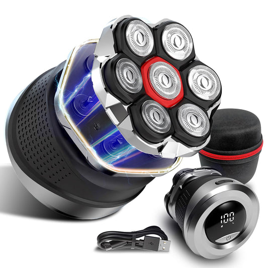 Afeitadora Eléctrica Giratoria Ordele 2025 Upgrade 7D LED IPX7 Resistente al Agua para Hombre