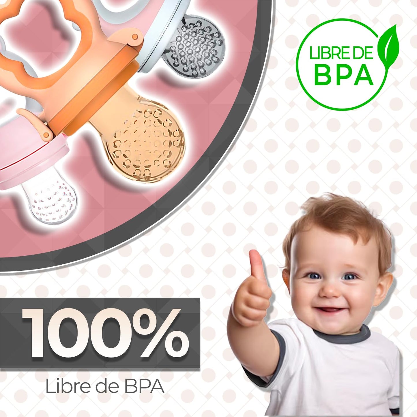Chupones alimentadores para frutas y papillas con tapa libre de bpa, dibujos animados, 4m+ 3 piezas (pig rosa gris / dino rosa / monkey naranja)