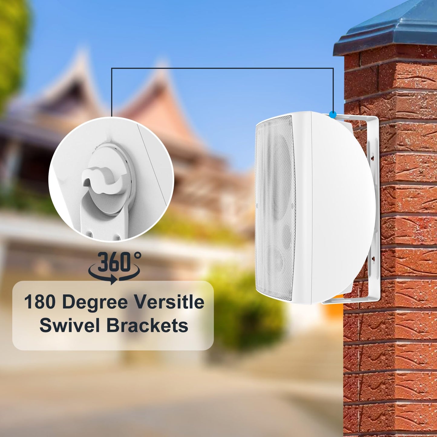 STUDIOFINIX - Altavoces Bluetooth para exteriores de 6.5 pulgadas, 400 W, impermeables, con cable, sistema de altavoces impermeables de montaje en pared para patio, hogar, junto a la piscina, terraza