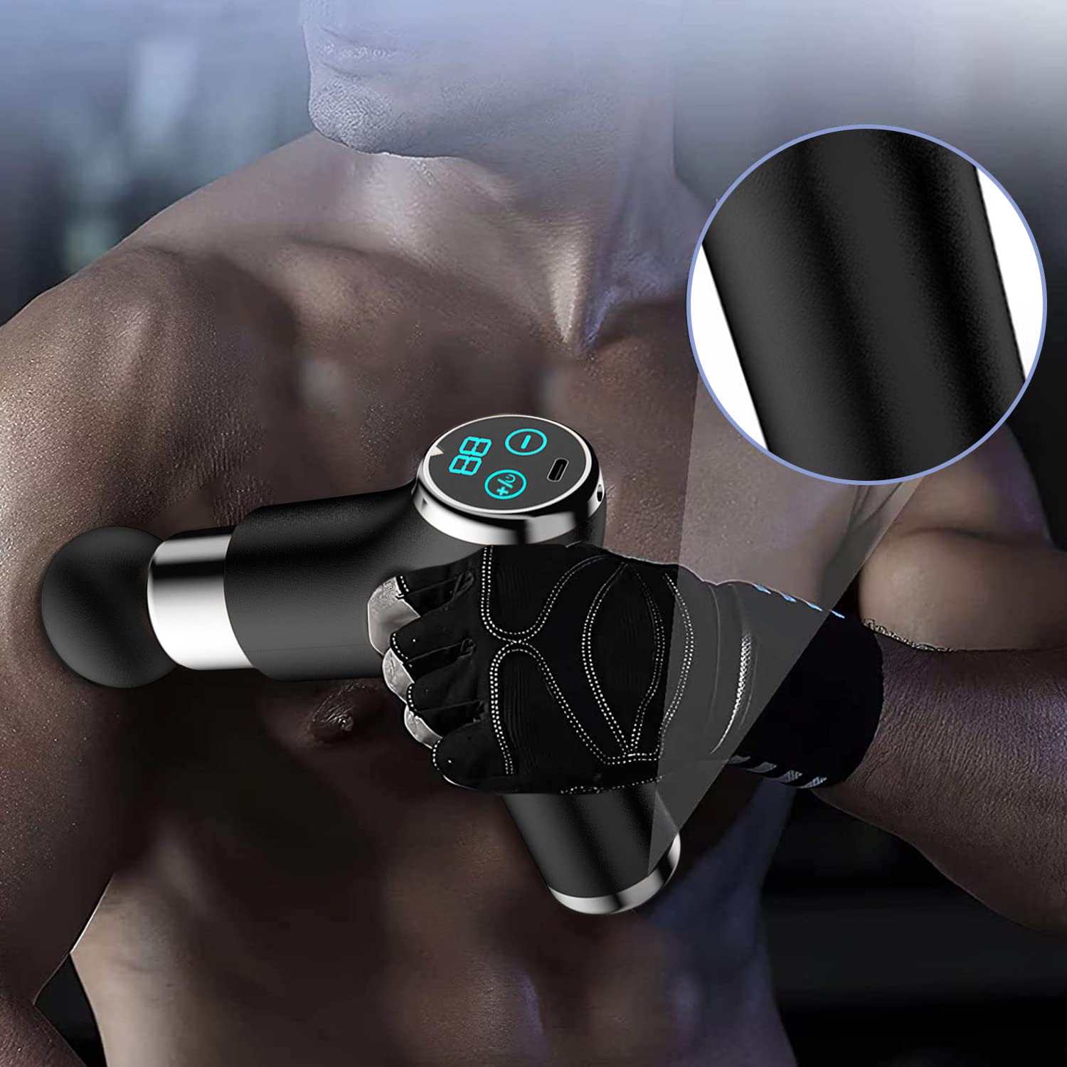 Pistola de Masaje, 8 Cabezales de Pistola Masaje Muscular, 32 Niveles Ajustables, Ultra Silenciosos y Pantalla Táctil LCD Pistola Masajeadora para aliviar el dolor y la rigidez de los músculos