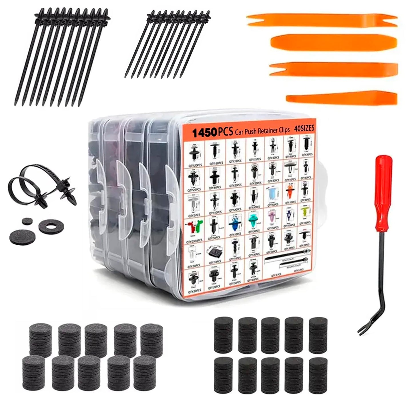 Kit de Remaches Automotriz Universal con Estuche y Herramientas, Surtido en Múltiples Tamaños