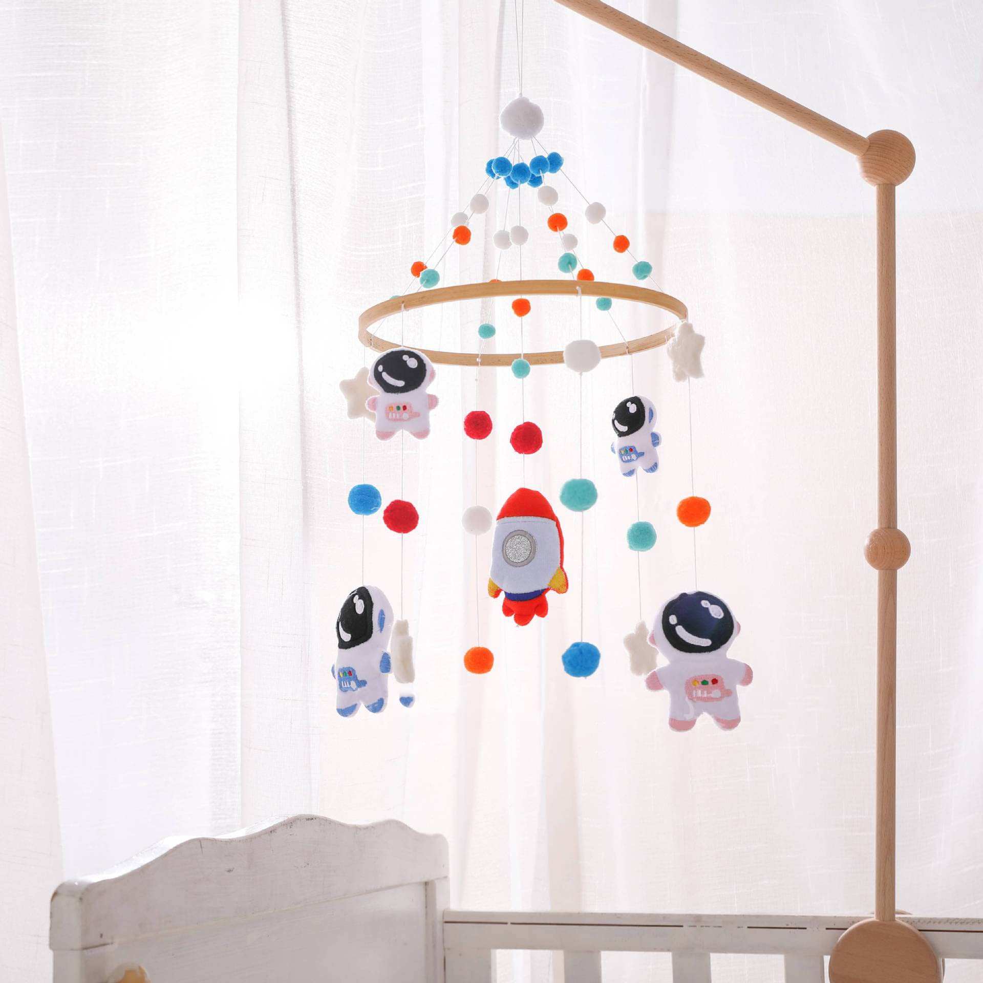 Eforcase Móvil para cuna Astronauta, Móvil de bebé para cuna, Decoración de guardería y techo, Baby shower, Cumpleaños, Navidad, Madera
