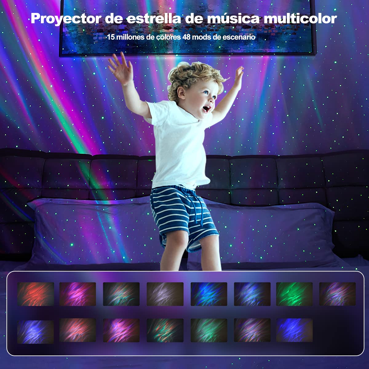 DAQI Proyector Estrellas Luces del Cielo Estrellado, con Control Remoto, Altavoz de Música Bluetooth, Proyector de Luz Nocturna Cielo, Dormitorio, Techo, Hogar, Halloween, Fiesta, Navidad Decoración