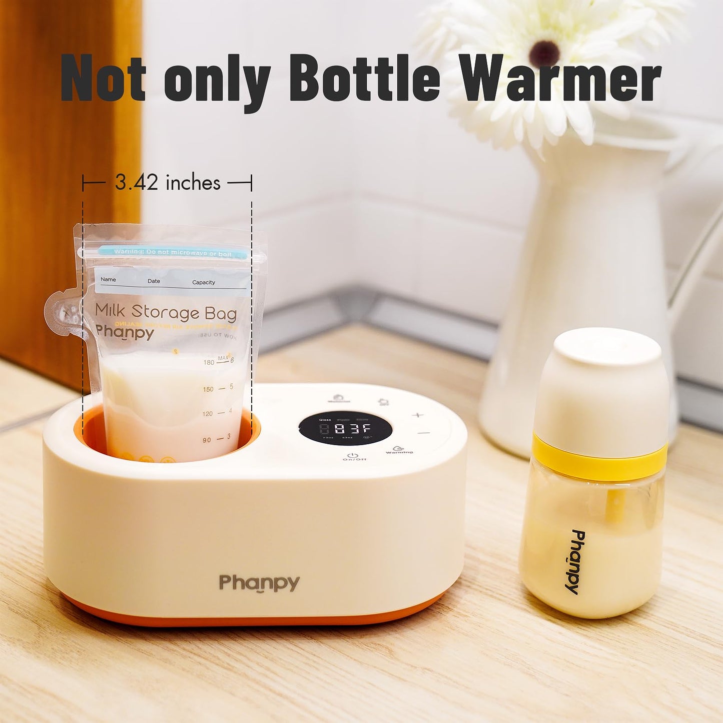 Phanpy Calentador de biberones sin agua, multifunción, 12 en 1, calentador de biberones rápido para leche materna, calentador de biberones para viajes, calentador de leche para bebé con función de