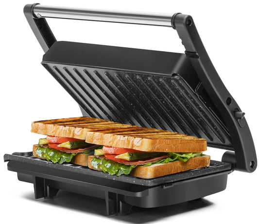 Parrilla Eléctrica Aigostar 1000 W Cerámica Abre 180 Grados 3 en 1