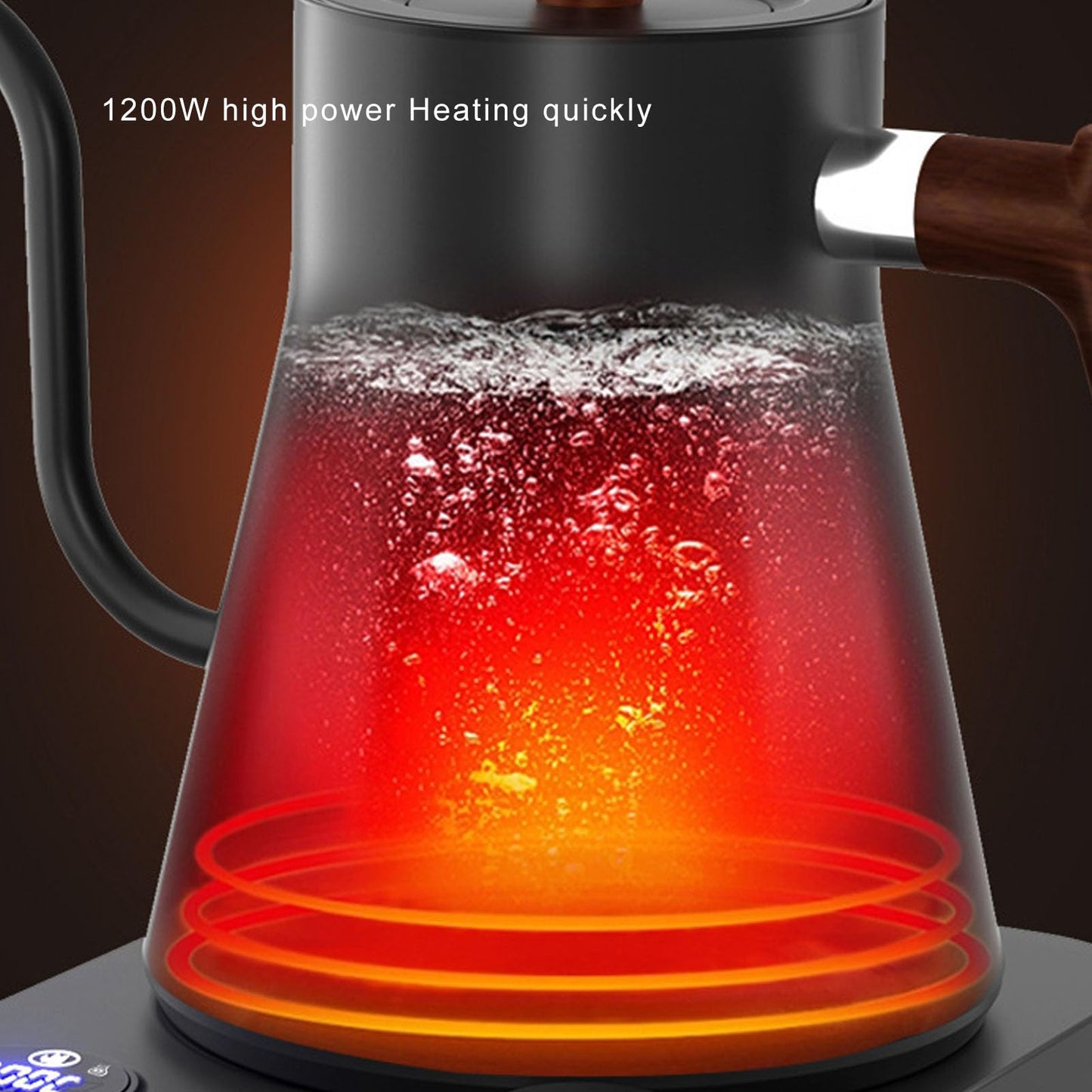 Hervidor Eléctrico con Cuello de Cisne, 1200 W, Acero Inoxidable 304, Hervidor de Agua con Control Preciso de Temperatura, Hervidor Eléctrico con Pantalla LCD y (Enchufe de EE.