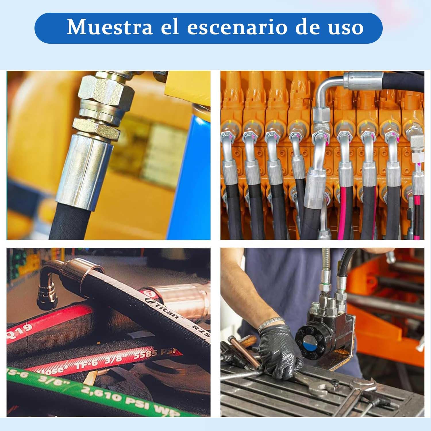 Crimpadora de manguera con 8 juegos de taladro, máquina prensadora manual hidráulica, prensadora de mangueras trenzadas individuales y dobles con diámetros de 0.25 a 1 pulgada (1000 toneladas)