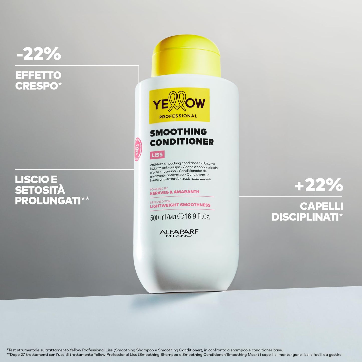 Yellow Professional Smoothing Conditioner Liss, Acondicionador Alisador Anti-Frizz, Keratina y Amaranto, 500ml