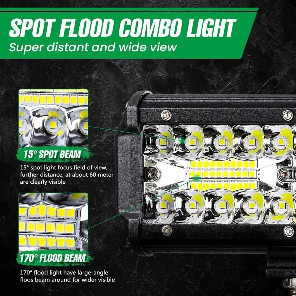 Barra de luz LED de 7IN,120W 24000lm,todoterreno luces de conducción,cápsulas LED con haz combinado de inundación puntual,luces de trabajo LED impermeables para UTV ATV Jeep camión barco, 2PCS