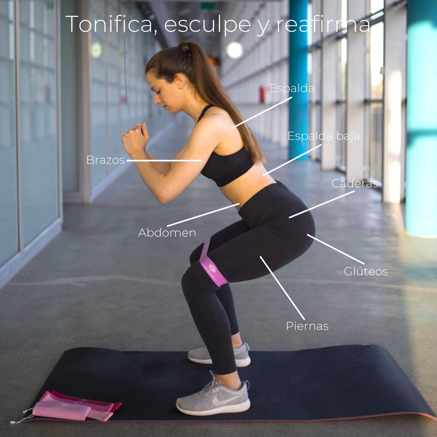Set de Bandas de Resistencia Ananda PRO, Negro, Látex 100% Natural, para Fitness y Entrenamiento Integral