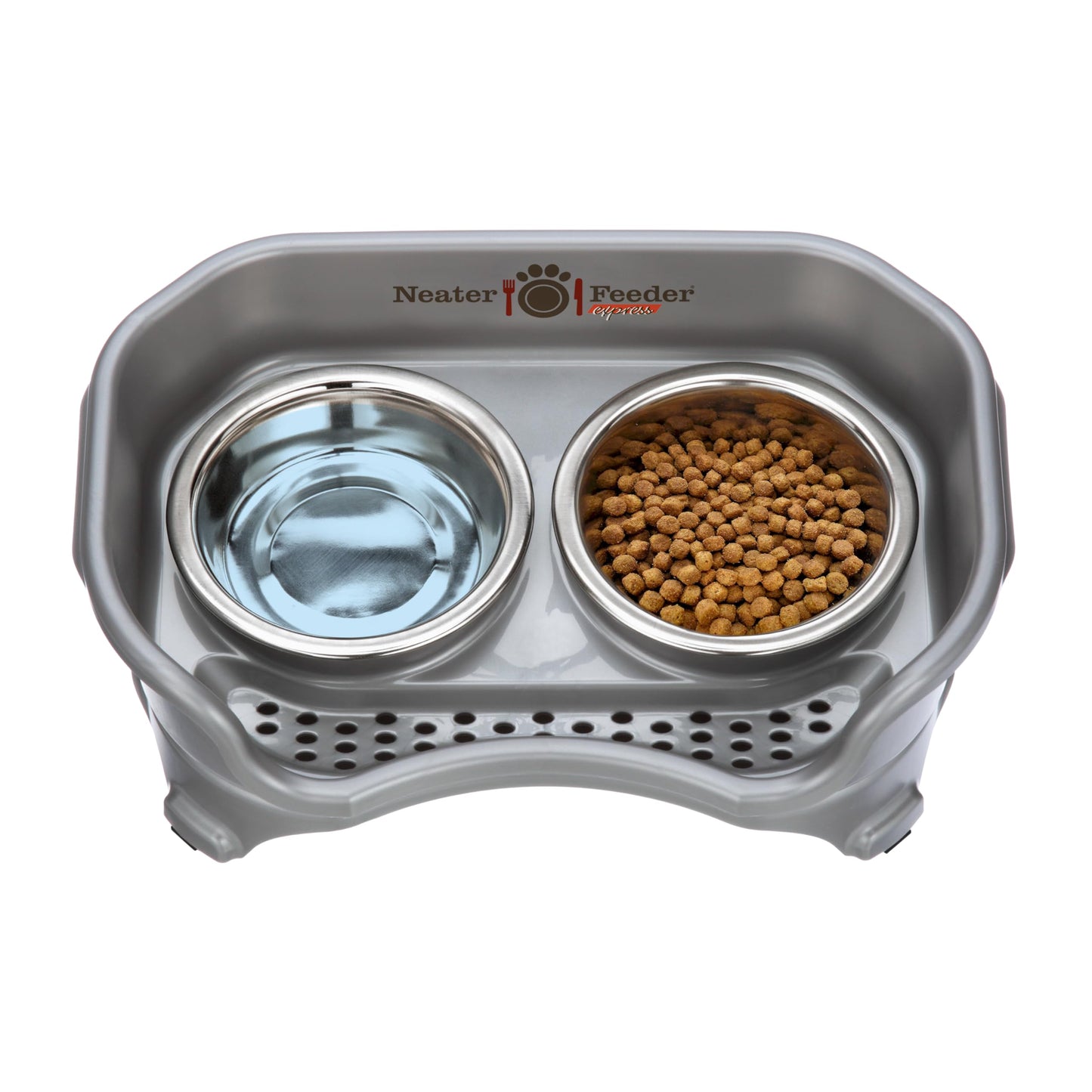 Comedero Neater Feeder Plomizo con Cuencos de Acero Inoxidable y Antideslizantes para Gato