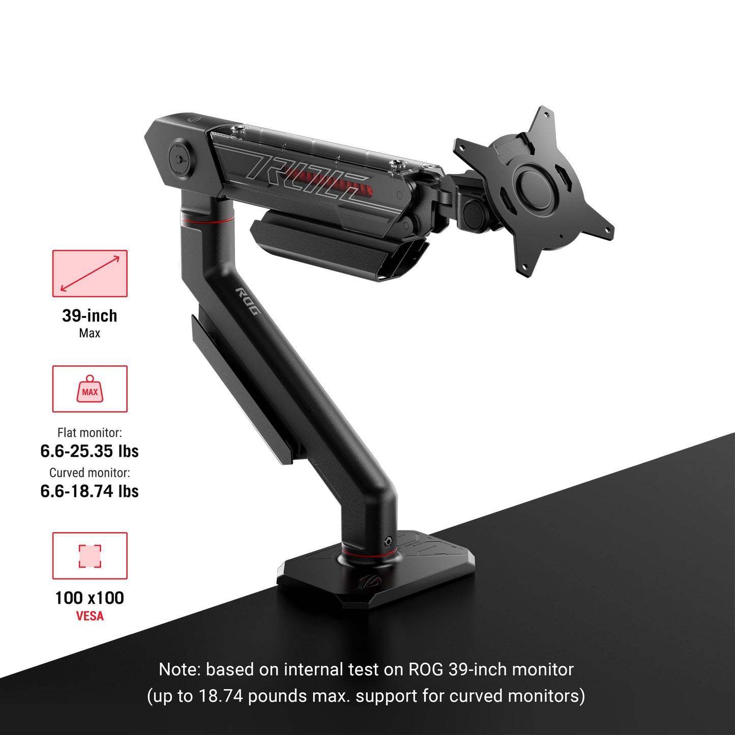 Brazo para Monitor ASUS ROG Ergo Negro Pivotante Totalmente Ajustable