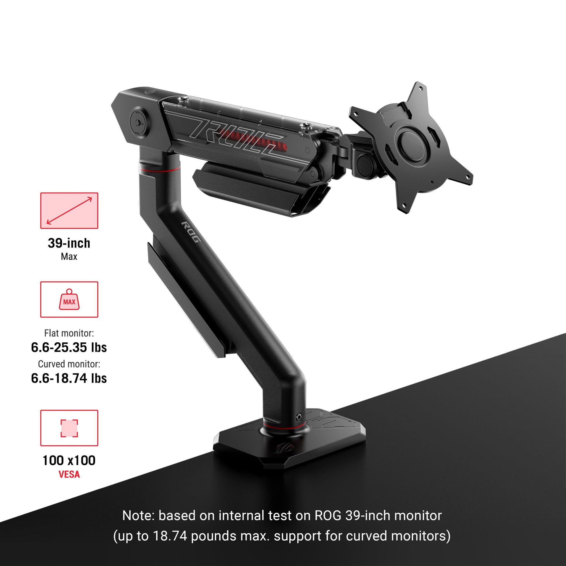 Brazo para Monitor ASUS ROG Ergo Negro Pivotante Totalmente Ajustable