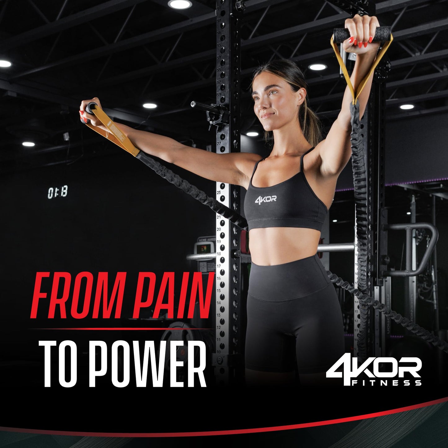 Sistema de Entrenamiento de Rendimiento 4KOR en Negro con Anclaje Cruzado y Cables de Resistencia