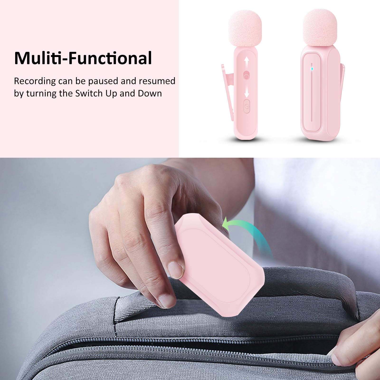 Micrófonos Inalámbricos Lavalier Ecomxia Negro con Funda para iPhone iPad Android para Video y Entrevista