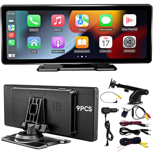 Autoestéreos para Auto de 10.26in Pantalla HD Táctil Capacitiva Portátil,Inalámbrico Apple Carplay,Android Auto,Mirror Link,Multimedia Digital MP5 Bluetooth para Coche GPS/Bluetooth/FM/AUX/TF/USB