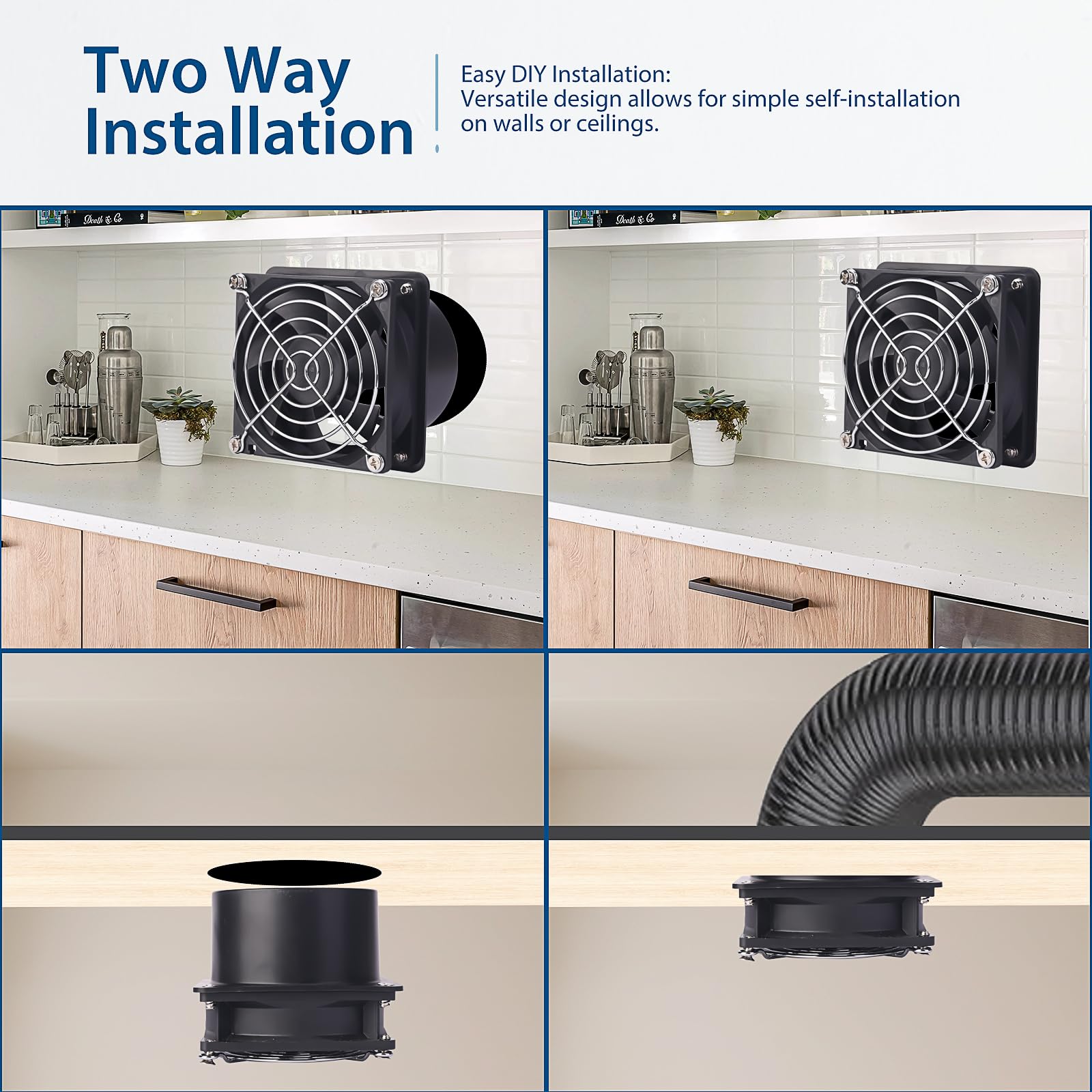 KEYFANCLUB - Ventilador de escape axial pequeño de 80 mm, 12 V CC con enchufe de CA, rodamientos de bolas duales, extractor de humo de escape de aire, kit de ventilador para soldadura de bricolaje,
