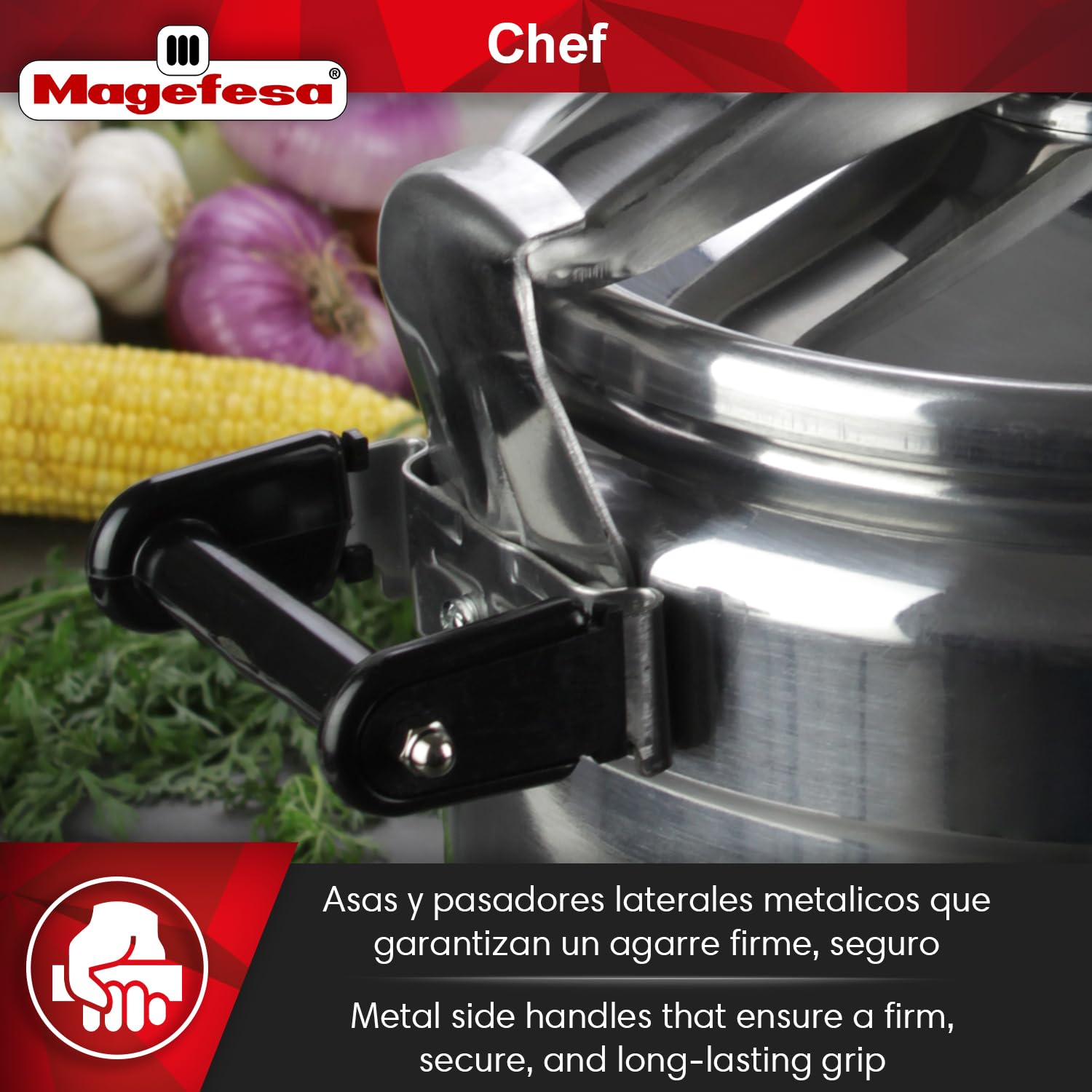 Magefesa Olla de Presión Chef 15, Aluminio Profesional, 15 litros, plata