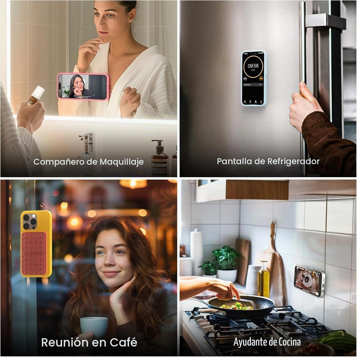 Soporte de Teléfono Wozobuy Silicona Negro Adhesivo de Ventosa para Selfies y Videos
