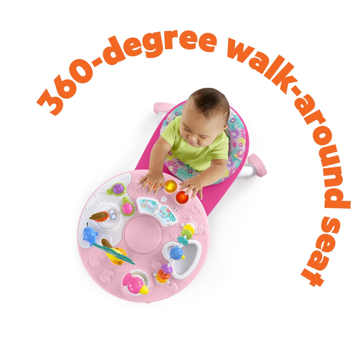 Bright Starts Around We Go - Mesa y centro de actividades 2 en 1, color coral