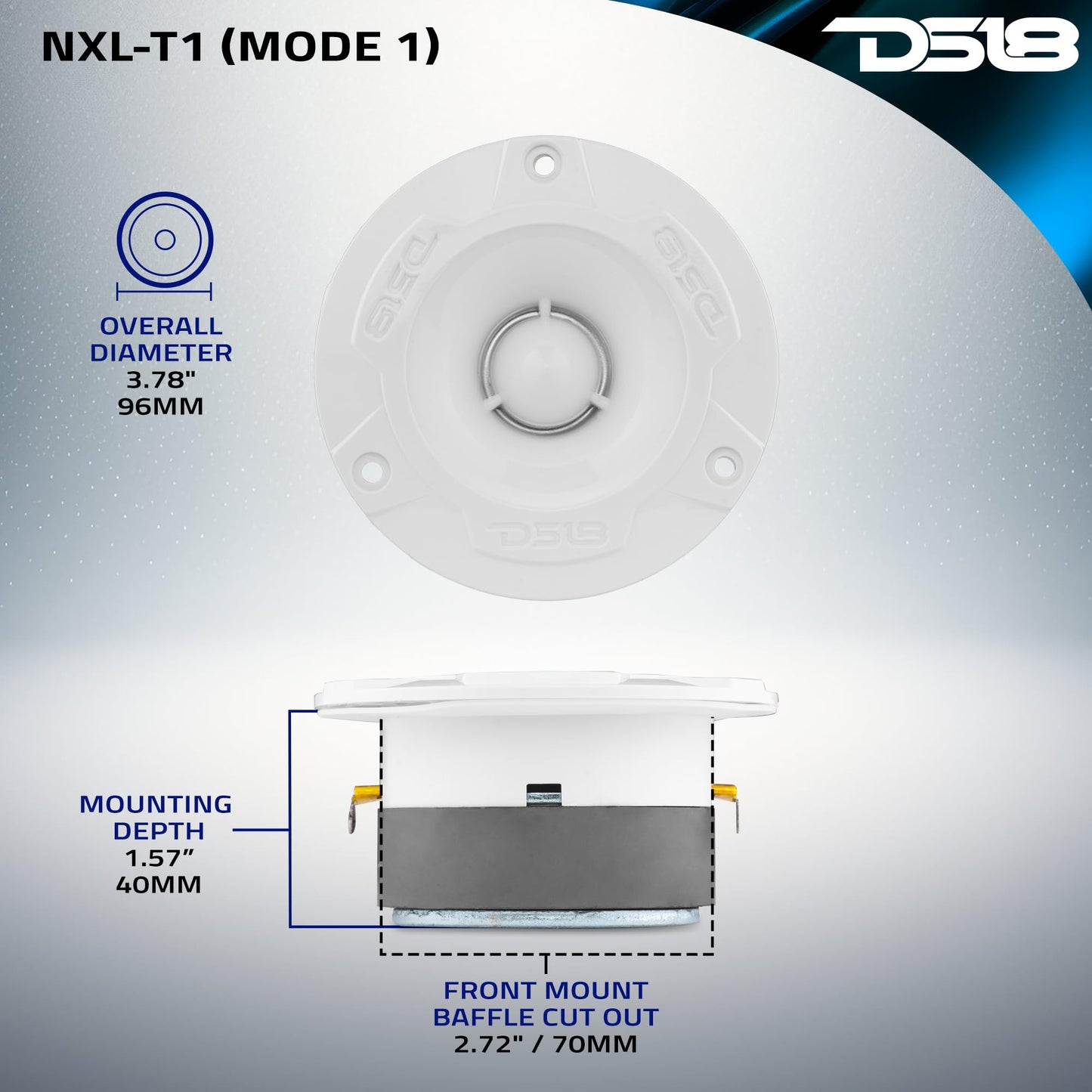 DS18 NXL-T1 Marine - Altavoz de agudos de aluminio impermeable VC de 240 W máximo, 4 ohmios, cruce integrado, ideal para barcos, deportes de motor, motocicleta, ATV UTV (2 altavoces resistentes al