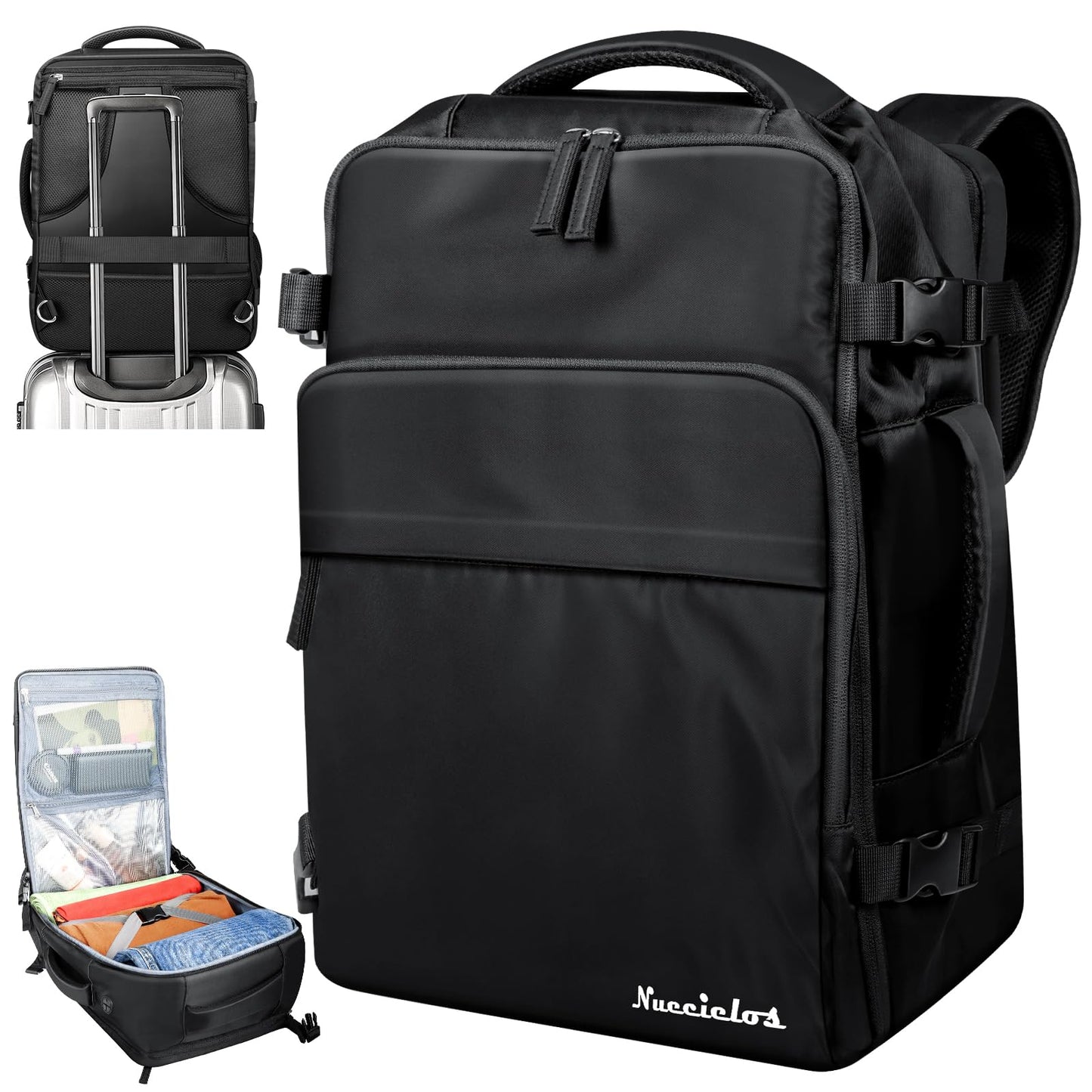 Mochila de Viaje Multifuncional Expandible Impermeable Gran Capacidad Negro